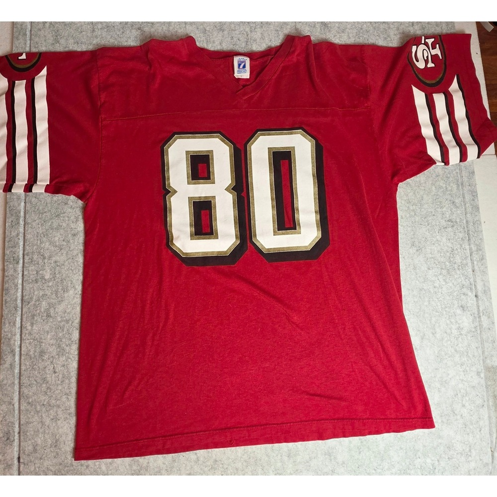 Vintage 90s San Francisco 49ers Jerry Rice 80 Logo 7 Jersey Red Mens XL USA Made